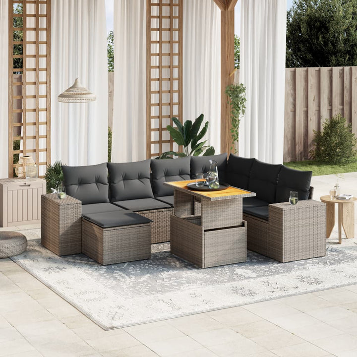 Loungegrupp För Trädgården Med Dynor 8 Delar Konstrotting