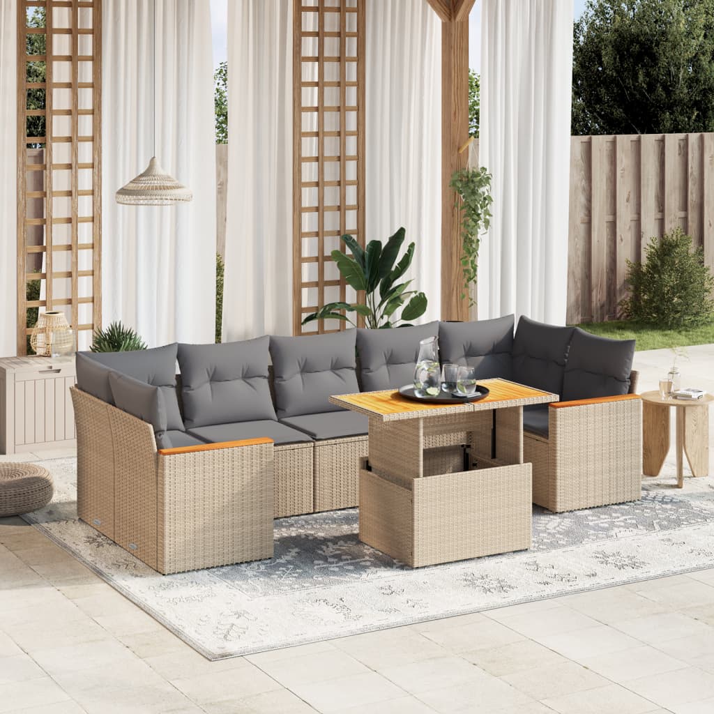 Loungegrupp För Trädgården Med Dynor 8 Delar Svart Konstrotting