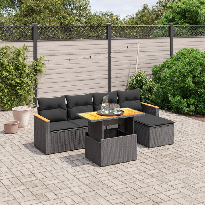 Loungegrupp Med Dynor 6 Delar Svart Konstrotting
