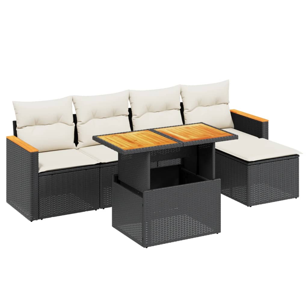 Loungegrupp Med Dynor 6 Delar Svart Konstrotting
