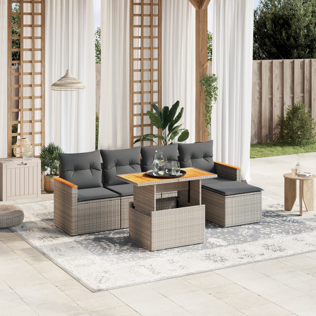 Loungegrupp Med Dynor 6 Delar Svart Konstrotting