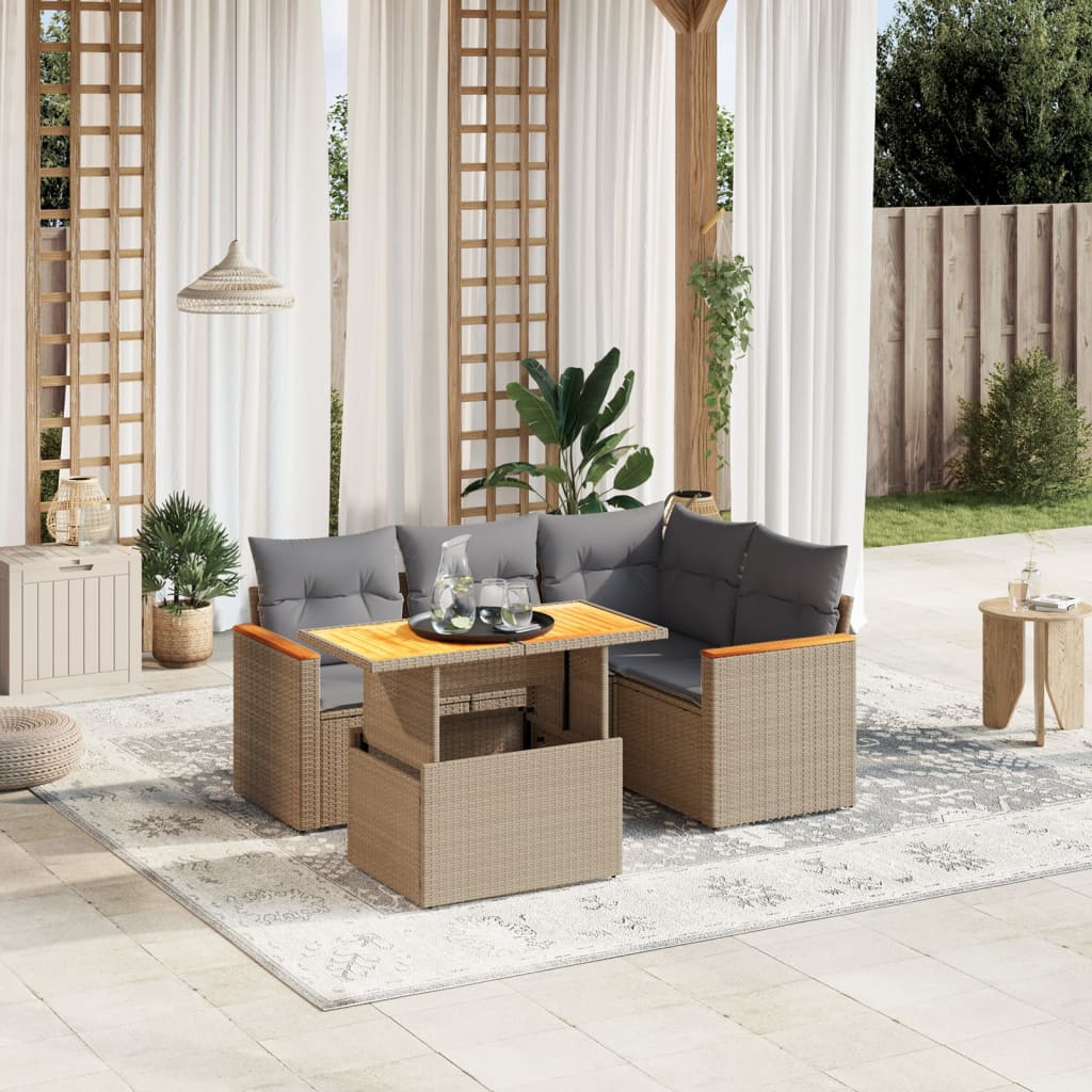 Loungegrupp För Trädgården Med Dynor 5 Delar Svart Konstrotting