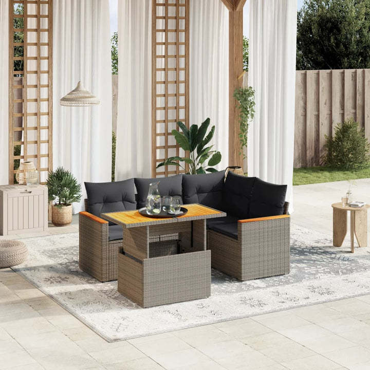Loungegrupp För Trädgården Med Dynor 5 Delar Svart Konstrotting