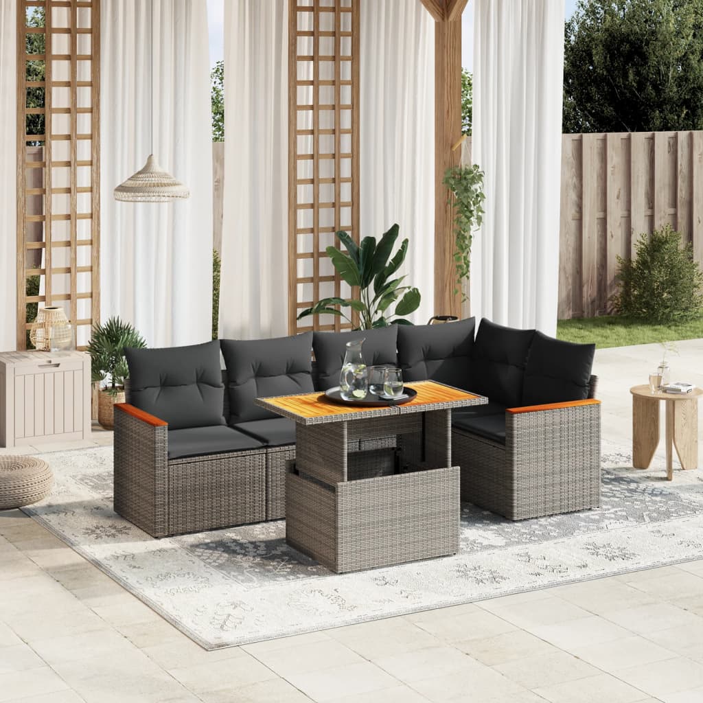 Loungegrupp Med Dynor 6 Delar Konstrotting