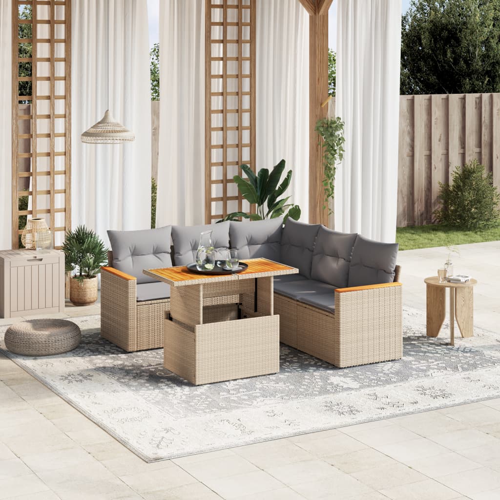 Loungegrupp Med Dynor 6 Delar Svart Konstrotting
