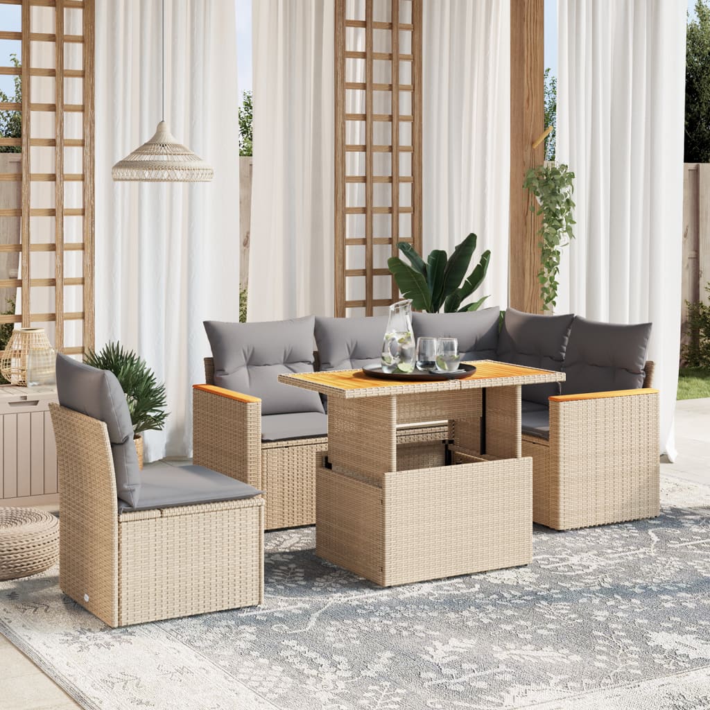 Loungegrupp Med Dynor 6 Delar Svart Konstrotting