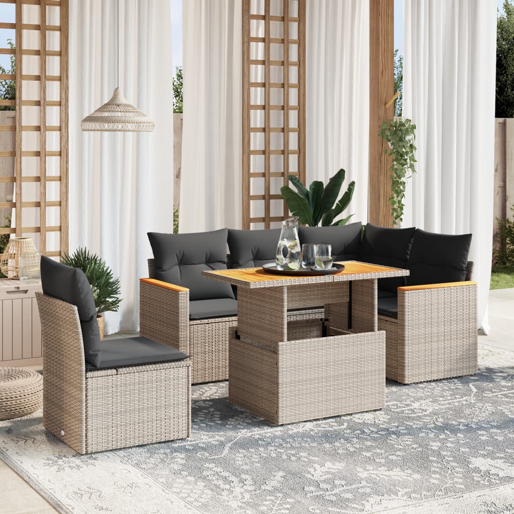 Loungegrupp Med Dynor 6 Delar Svart Konstrotting