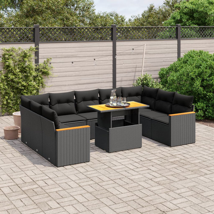 Loungegrupp 10 Delar Med Svarta Dynor Konstrotting