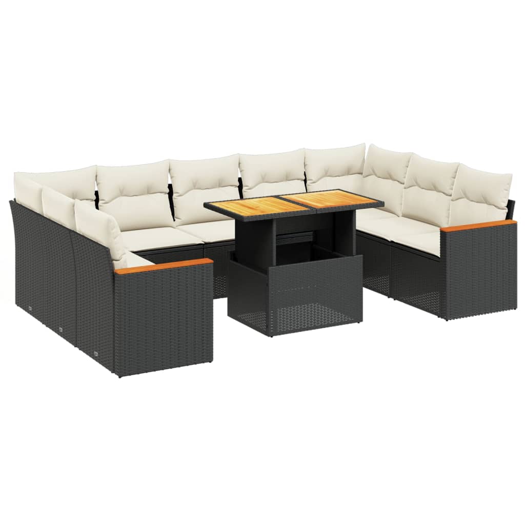 Loungegrupp 10 Delar Med Svarta Dynor Konstrotting