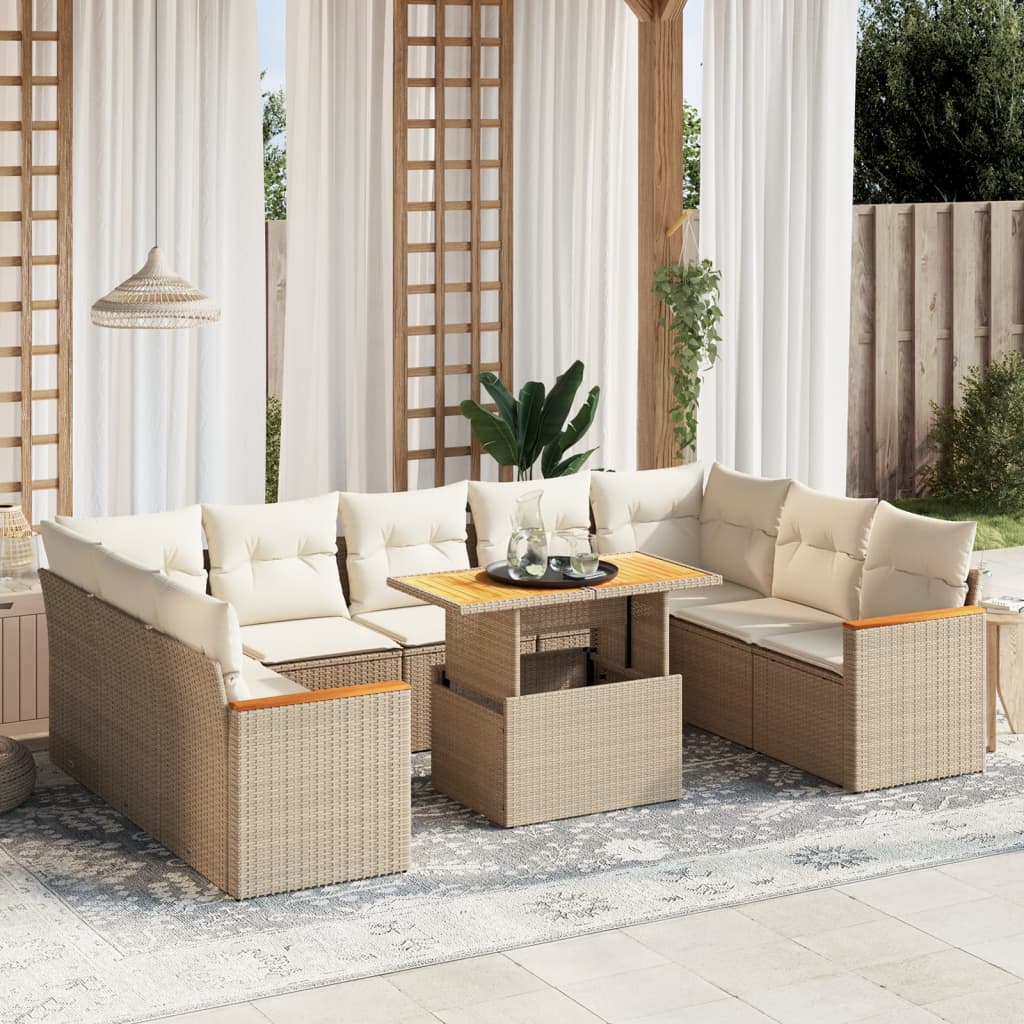 Loungegrupp 10 Delar Med Svarta Dynor Konstrotting