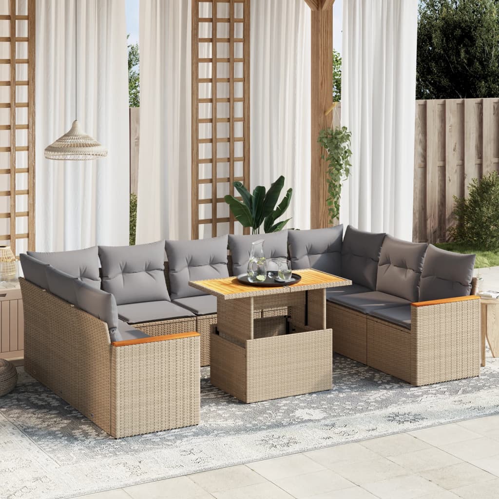 Loungegrupp 10 Delar Med Svarta Dynor Konstrotting