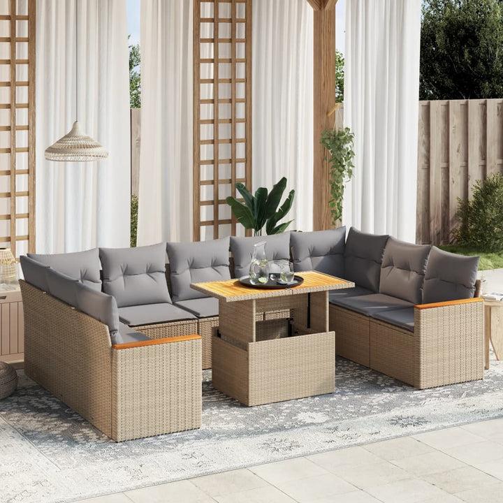 Loungegrupp 10 Delar Med Svarta Dynor Konstrotting