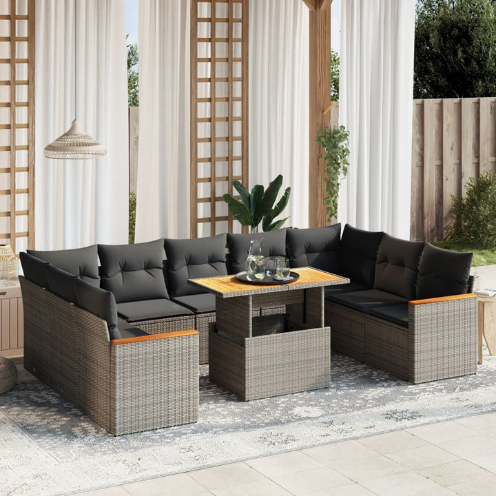 Loungegrupp 10 Delar Med Svarta Dynor Konstrotting