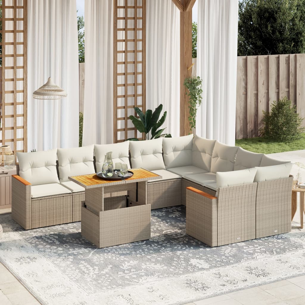 Loungegrupp 10 Delar Med Svarta Dynor Konstrotting