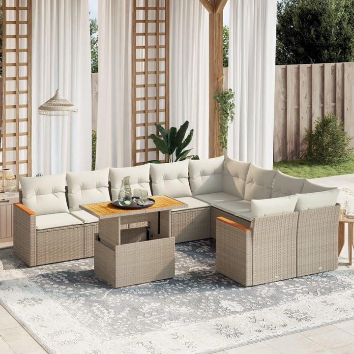 Loungegrupp 10 Delar Med Svarta Dynor Konstrotting