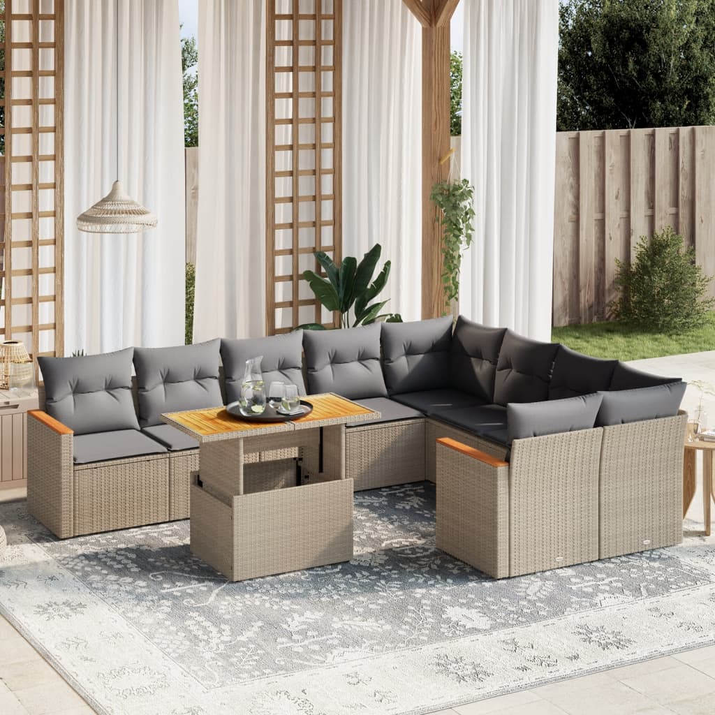 Loungegrupp 10 Delar Med Svarta Dynor Konstrotting