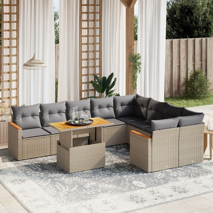 Loungegrupp 10 Delar Med Svarta Dynor Konstrotting