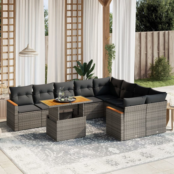 Loungegrupp 10 Delar Med Svarta Dynor Konstrotting