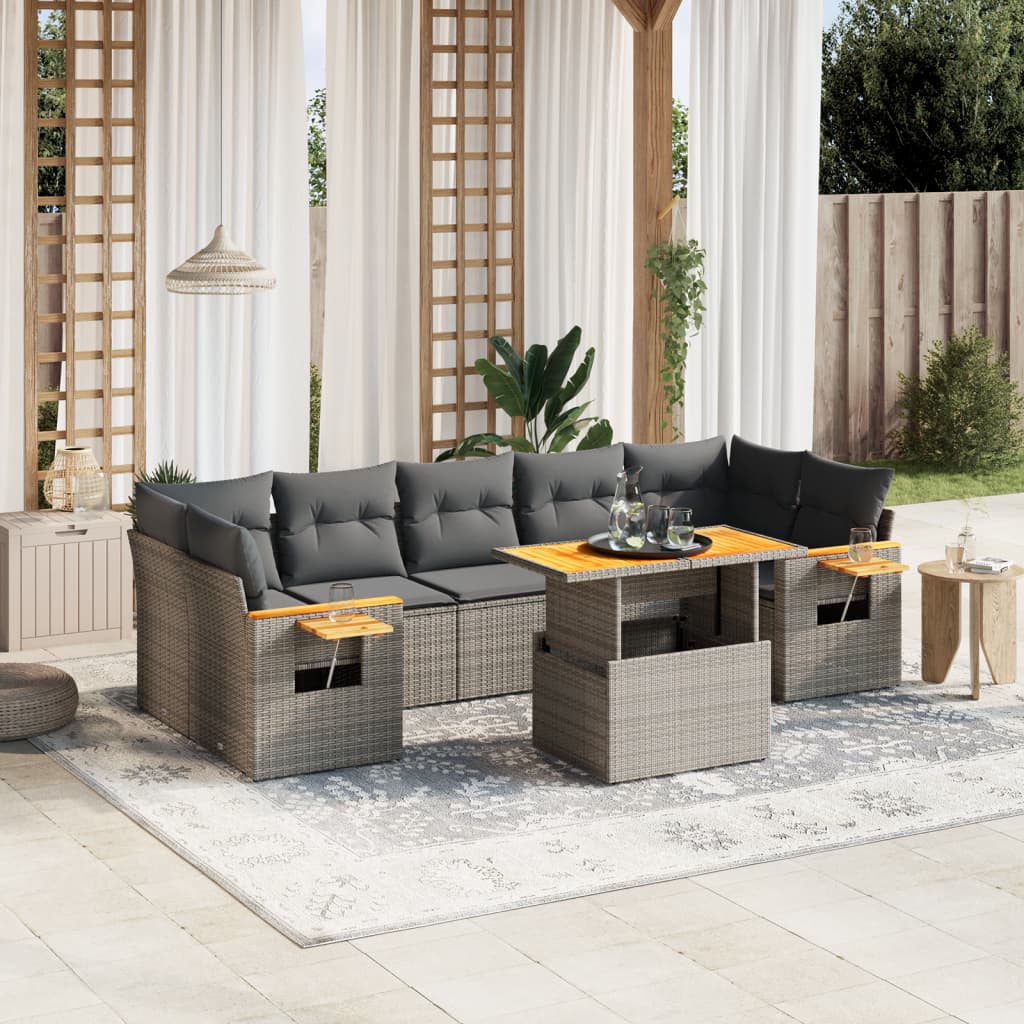 Loungegrupp För Trädgården Med Dynor 8 Delar Konstrotting