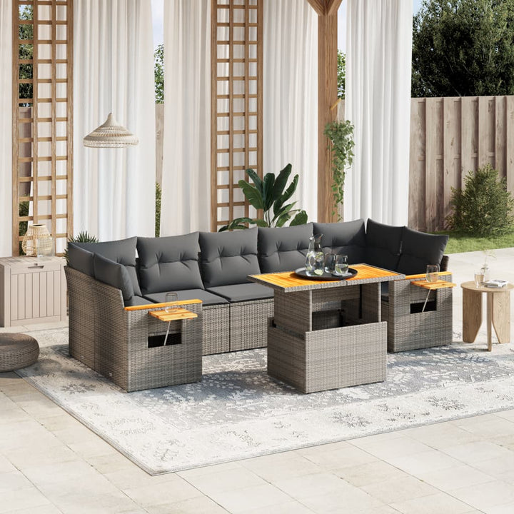 Loungegrupp För Trädgården Med Dynor 8 Delar Konstrotting