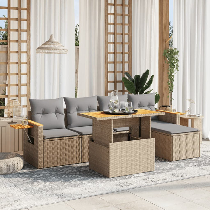 Loungegrupp Med Dynor 6 Delar Konstrotting