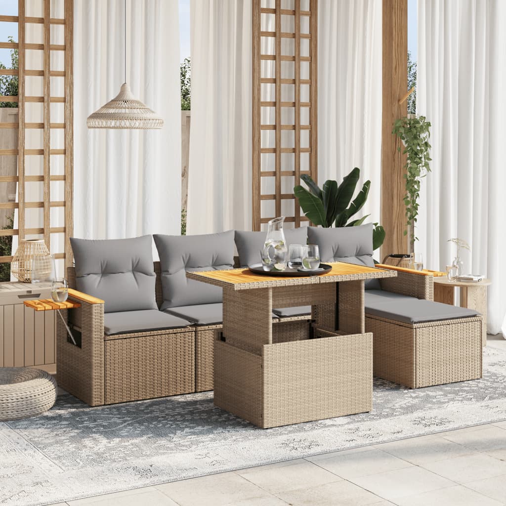 Loungegrupp Med Dynor 6 Delar Konstrotting