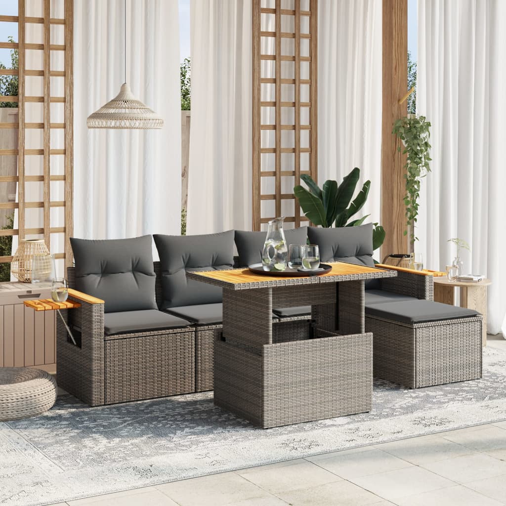 Loungegrupp Med Dynor 6 Delar Konstrotting