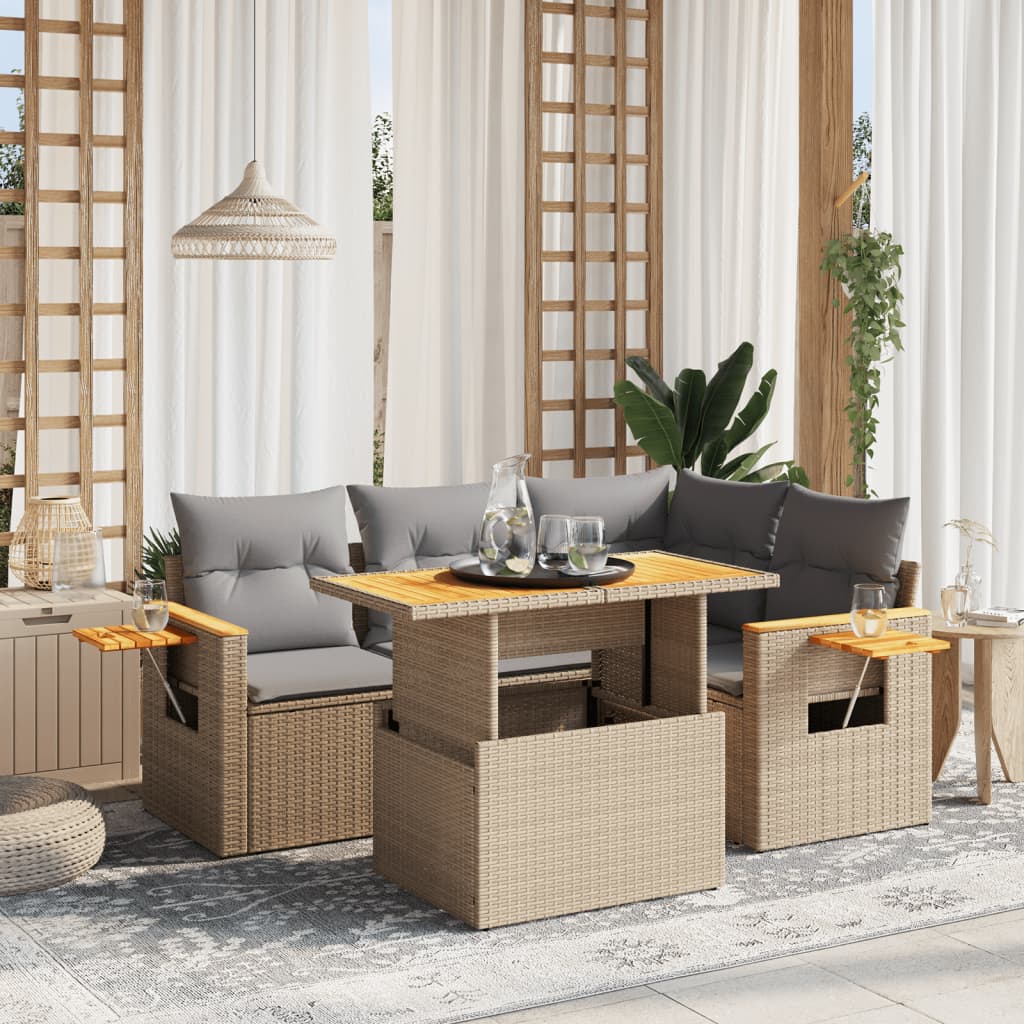 Loungegrupp För Trädgården Med Dynor 5 Delar Konstrotting