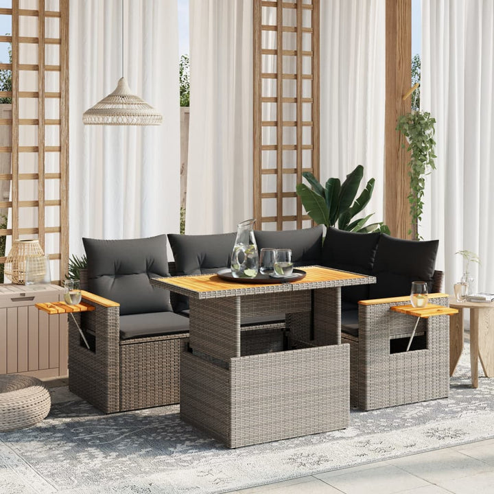 Loungegrupp För Trädgården Med Dynor 5 Delar Konstrotting