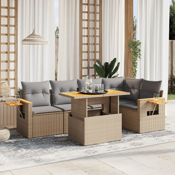 Loungegrupp Med Dynor 6 Delar Konstrotting
