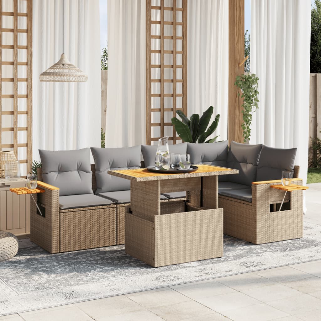Loungegrupp Med Dynor 6 Delar Konstrotting