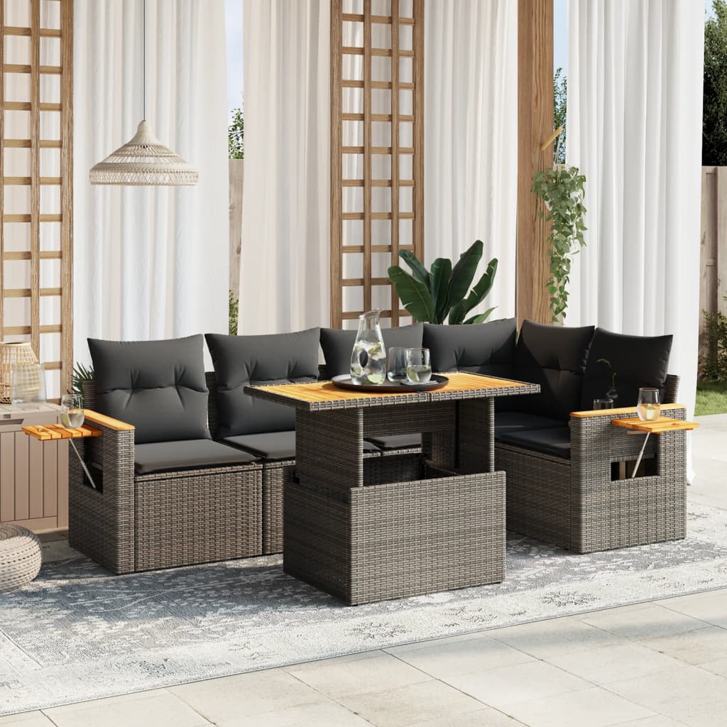 Loungegrupp Med Dynor 6 Delar Konstrotting