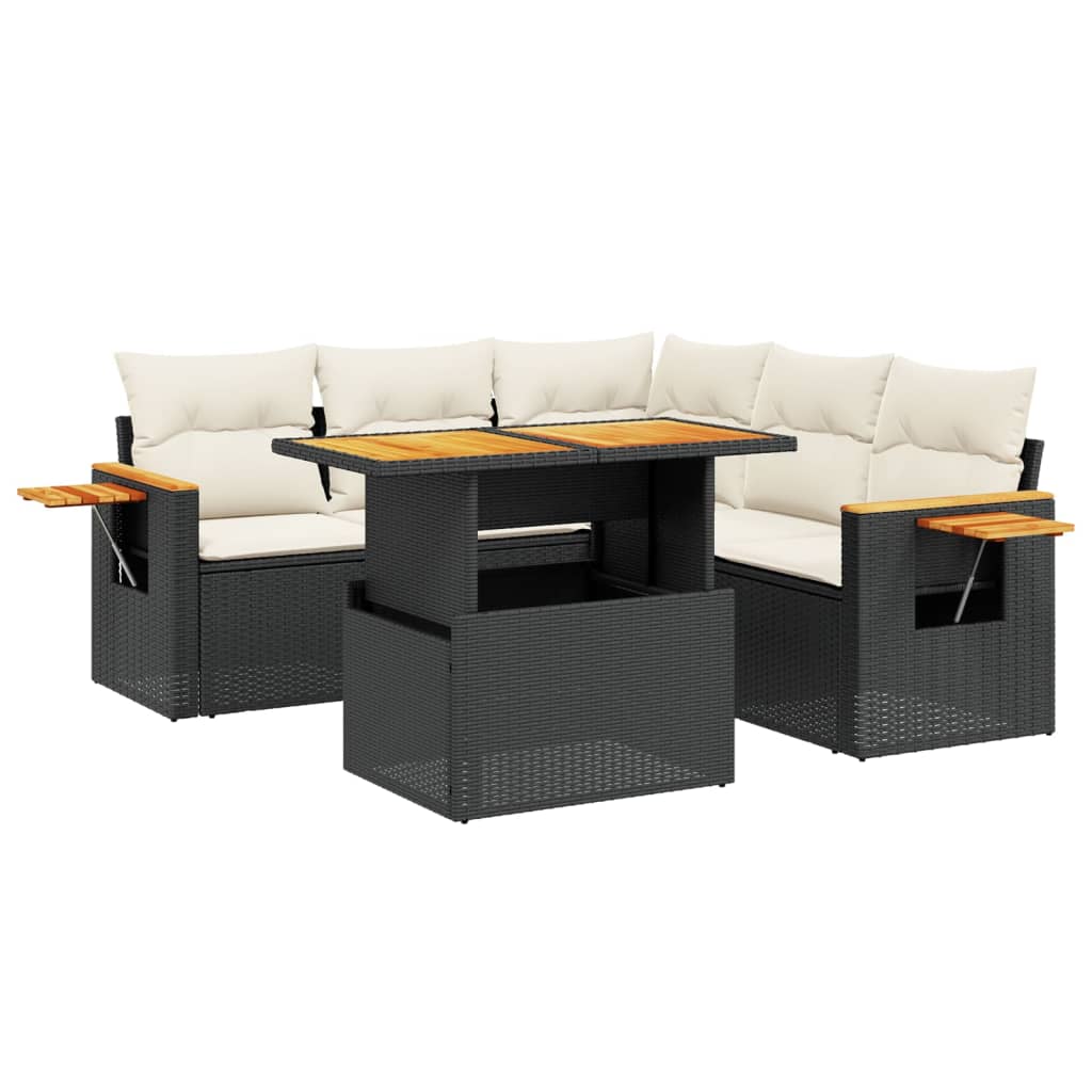 Loungegrupp Med Dynor 6 Delar Svart Konstrotting