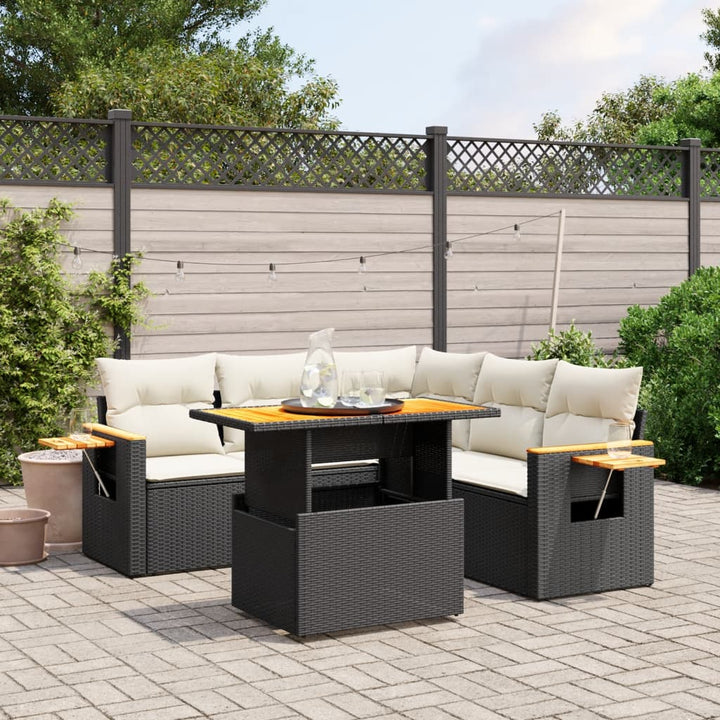 Loungegrupp Med Dynor 6 Delar Svart Konstrotting
