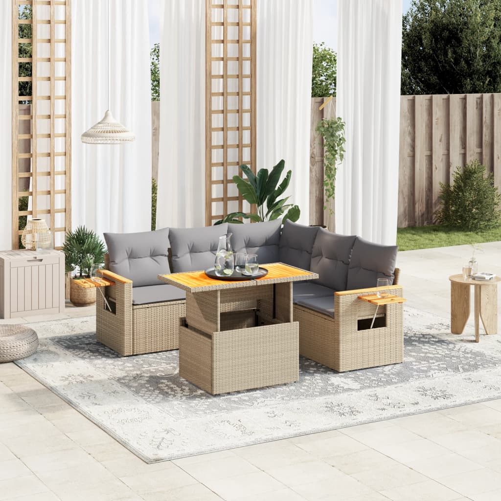 Loungegrupp Med Dynor 6 Delar Svart Konstrotting