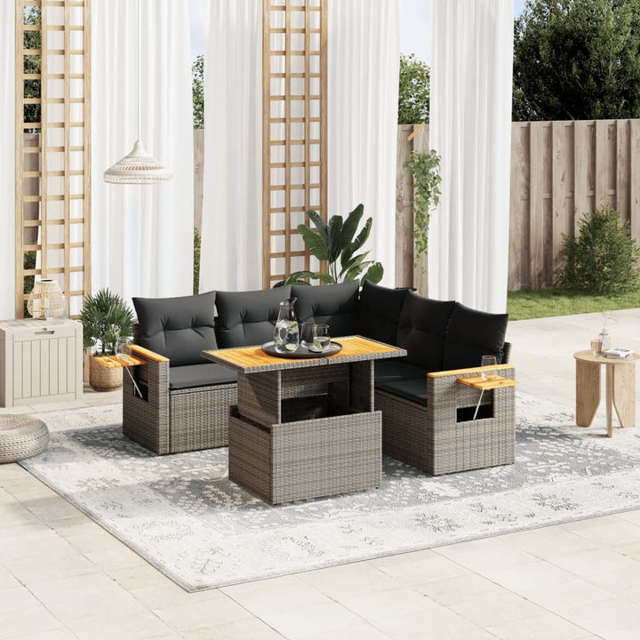 Loungegrupp Med Dynor 6 Delar Svart Konstrotting