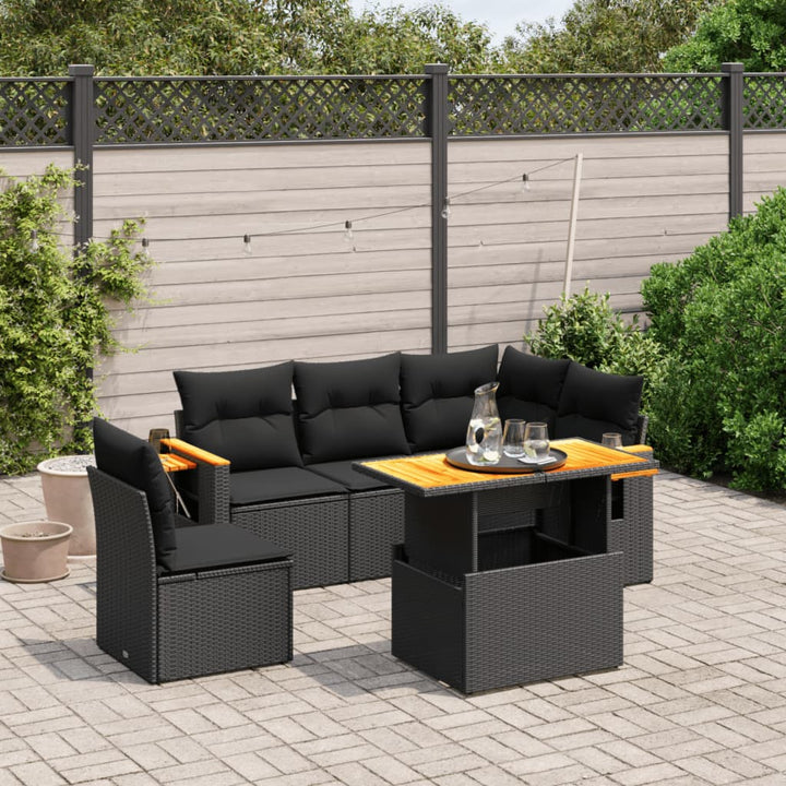 Loungegrupp Med Dynor 6 Delar Svart Konstrotting