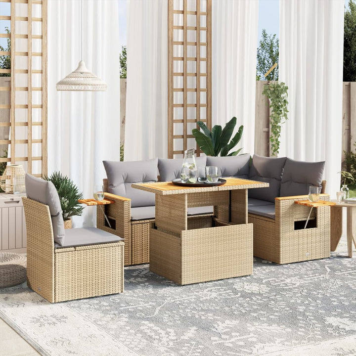 Loungegrupp Med Dynor 6 Delar Svart Konstrotting