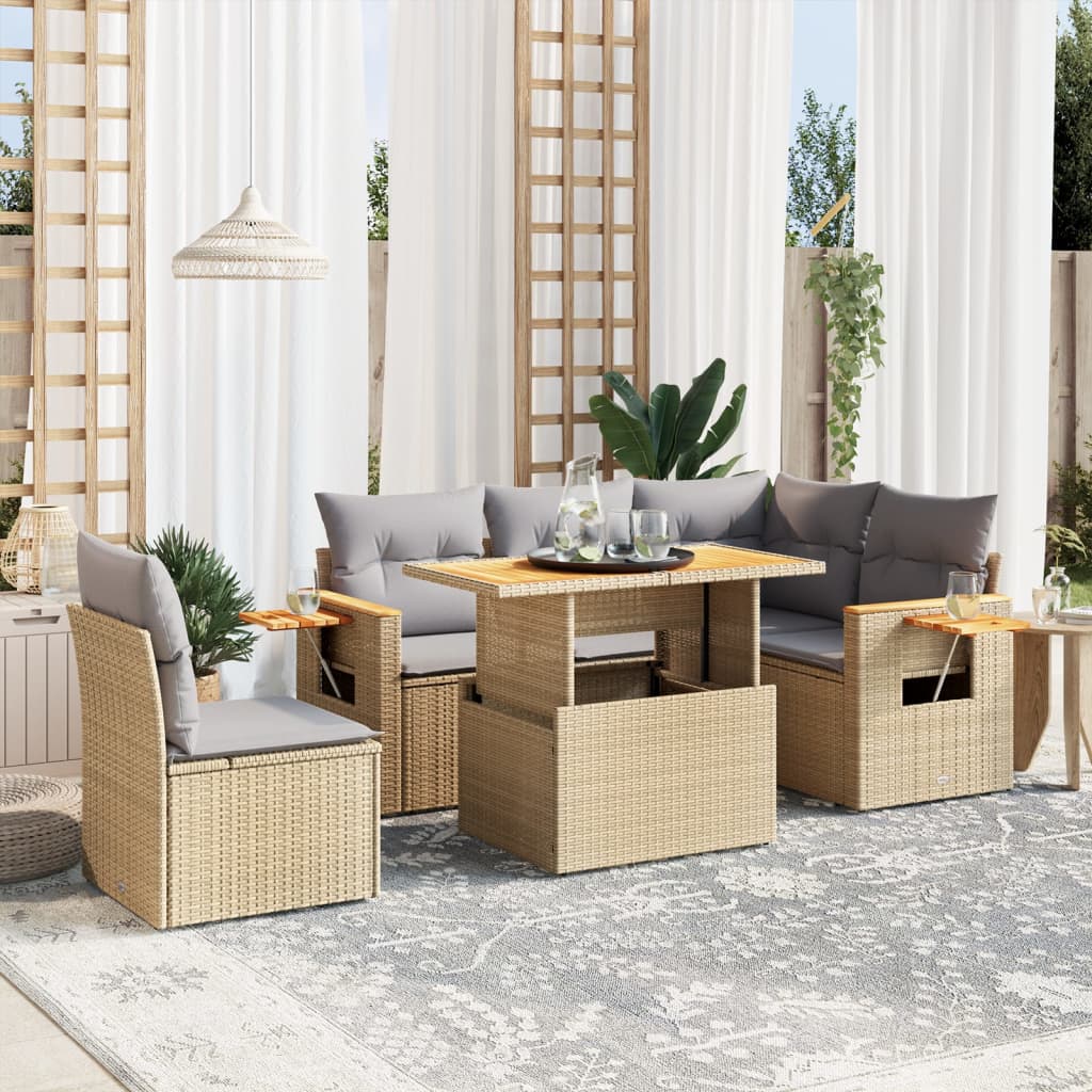 Loungegrupp Med Dynor 6 Delar Svart Konstrotting