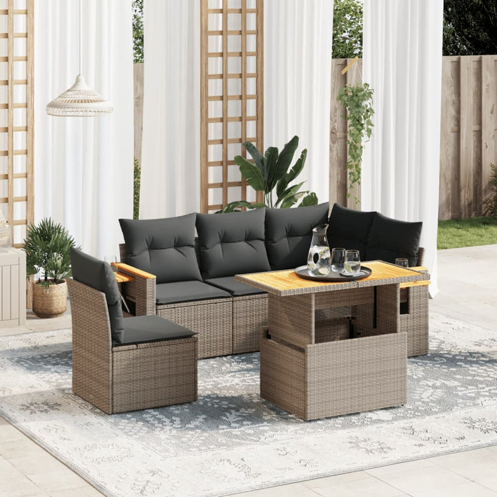 Loungegrupp Med Dynor 6 Delar Svart Konstrotting