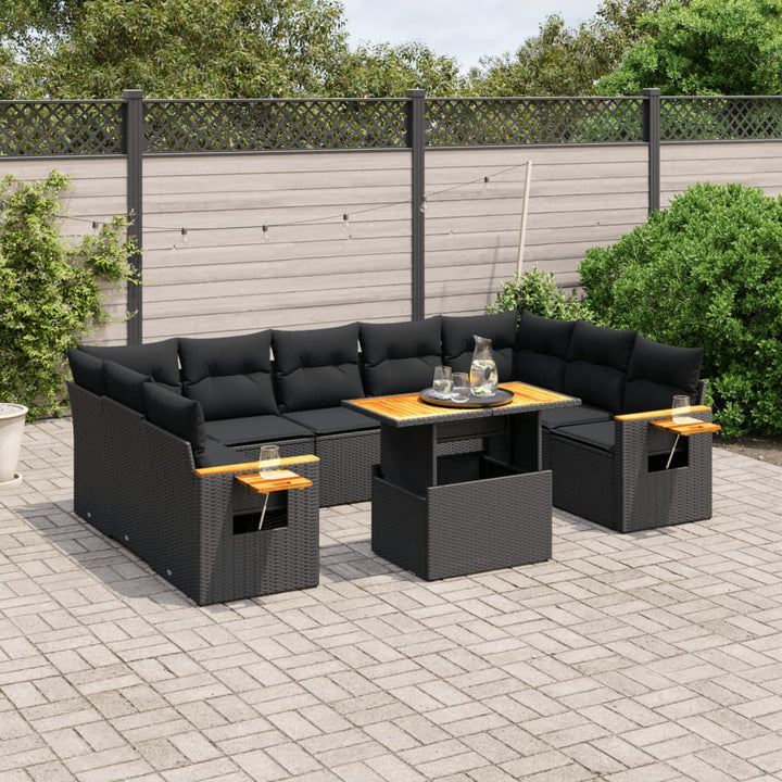 Loungegrupp 10 Delar Med Svarta Dynor Konstrotting