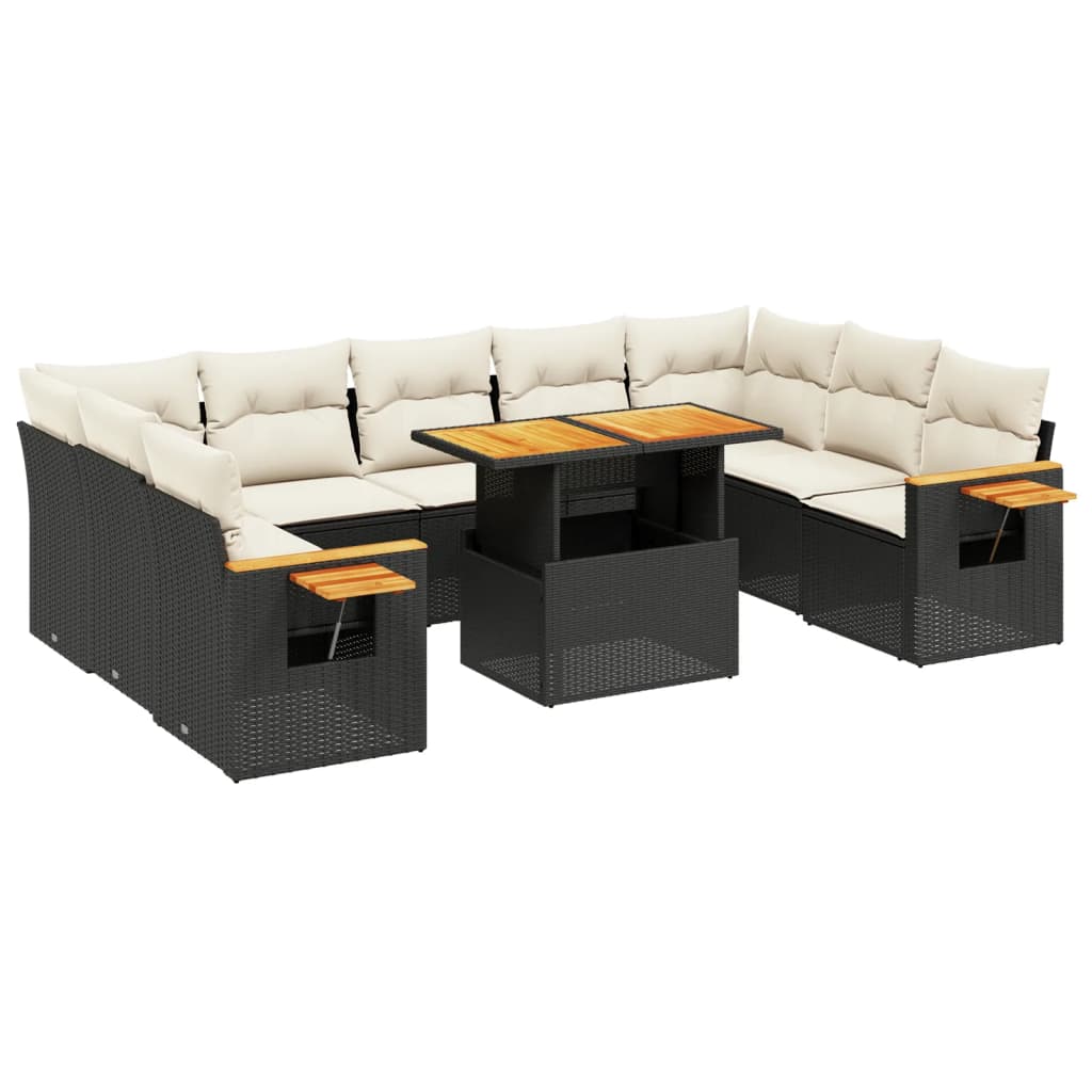Loungegrupp 10 Delar Med Svarta Dynor Konstrotting
