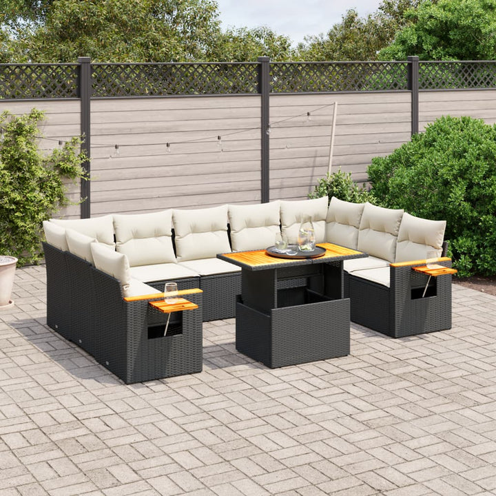 Loungegrupp 10 Delar Med Svarta Dynor Konstrotting