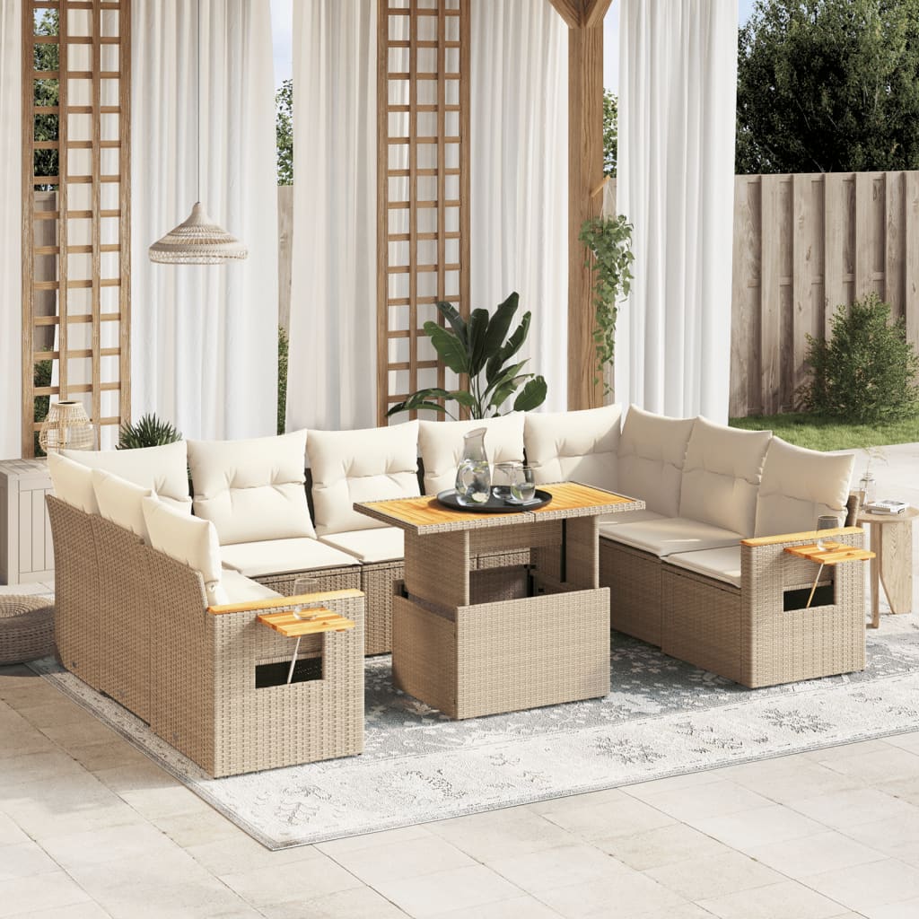 Loungegrupp 10 Delar Med Svarta Dynor Konstrotting