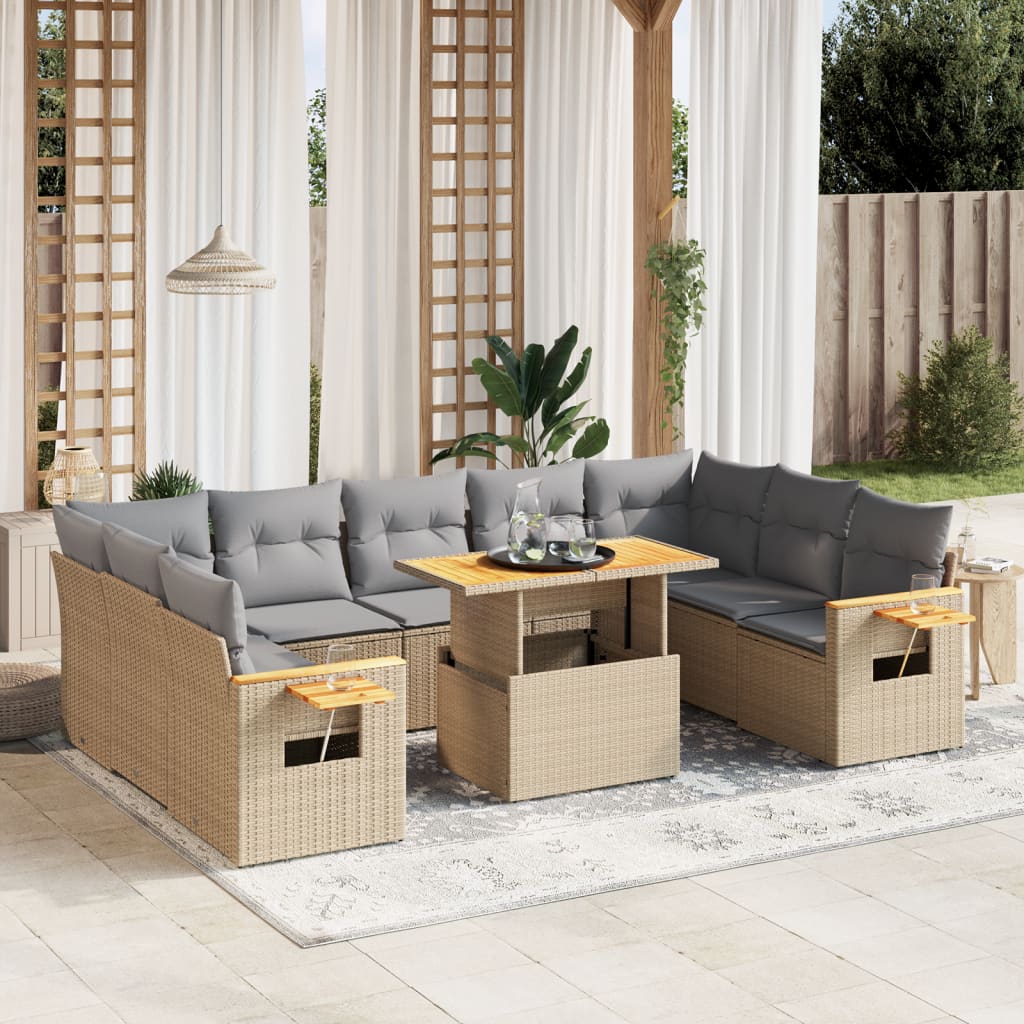 Loungegrupp 10 Delar Med Svarta Dynor Konstrotting