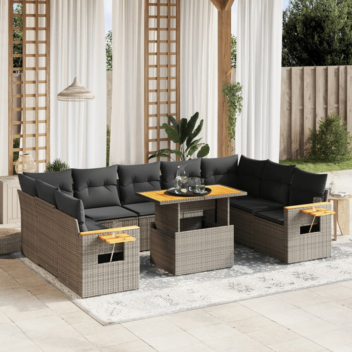 Loungegrupp 10 Delar Med Svarta Dynor Konstrotting