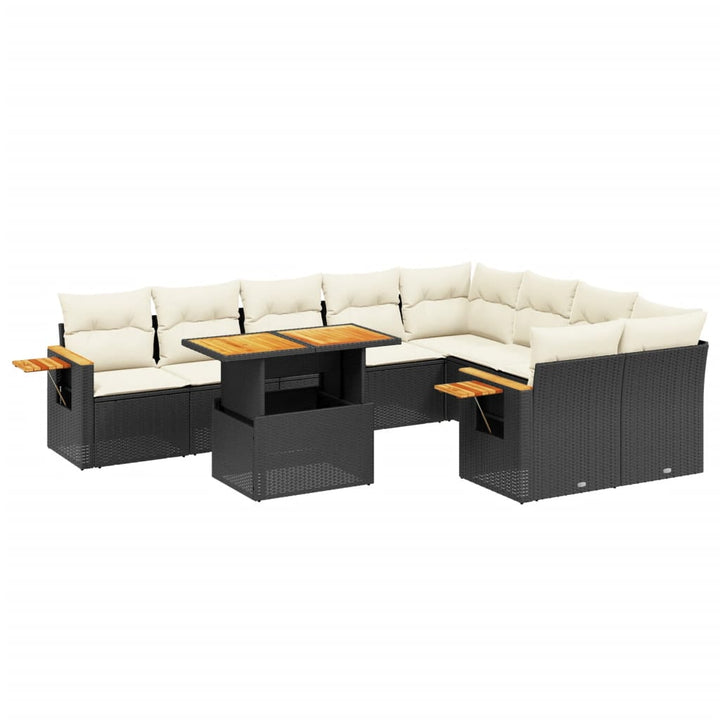 Loungegrupp 10 Delar Med Svarta Dynor Konstrotting
