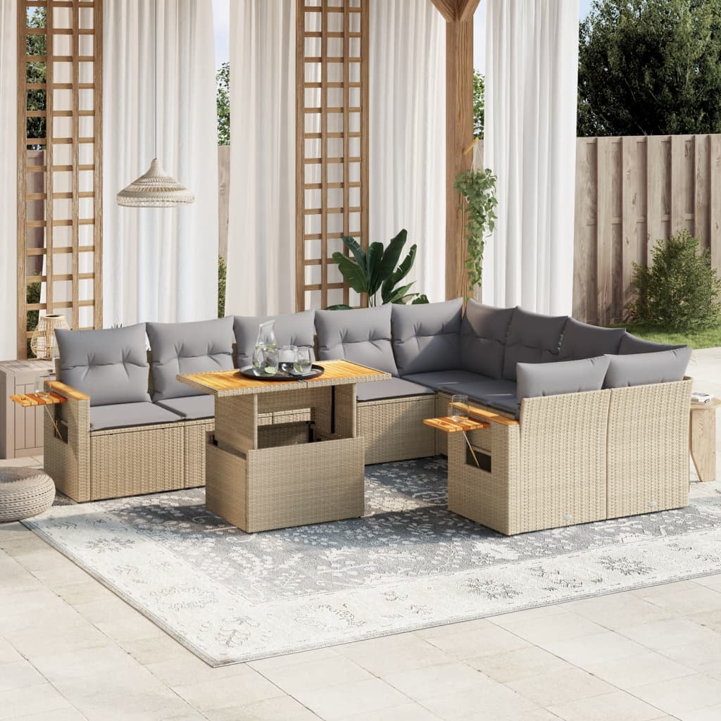 Loungegrupp 10 Delar Med Svarta Dynor Konstrotting