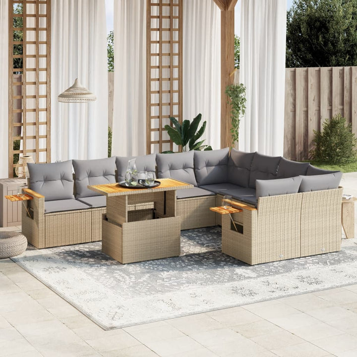 Loungegrupp 10 Delar Med Svarta Dynor Konstrotting