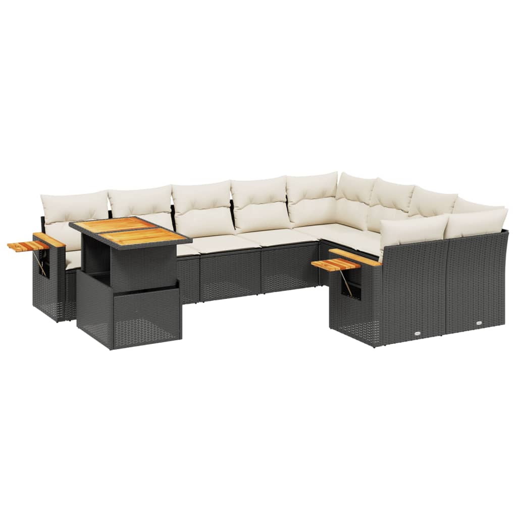 Loungegrupp 10 Delar Med Svarta Dynor Konstrotting